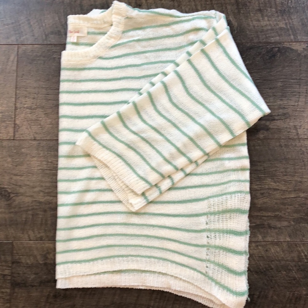 OLIVE SCENT STRIPPED DRAPED OVERSIZED SWEATER SIZE S